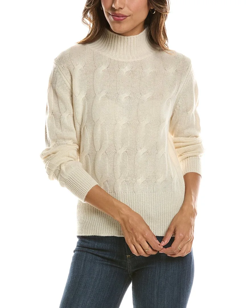 Cable Mock Neck 100% Cashmere Sweater