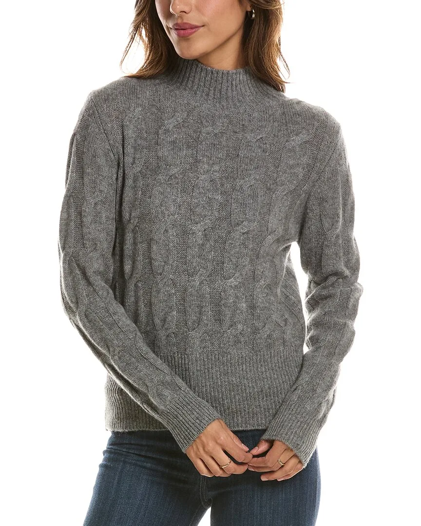 Cable Mock Neck 100% Cashmere Sweater