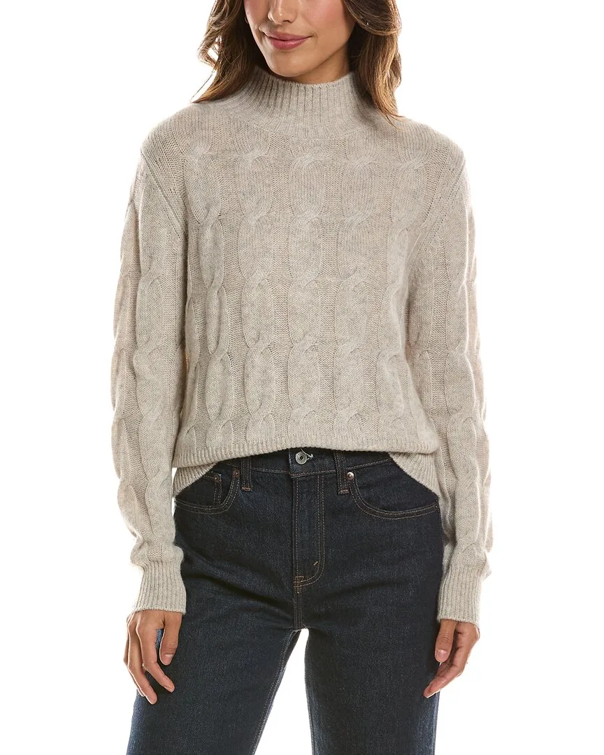 Cable Mock Neck 100% Cashmere Sweater
