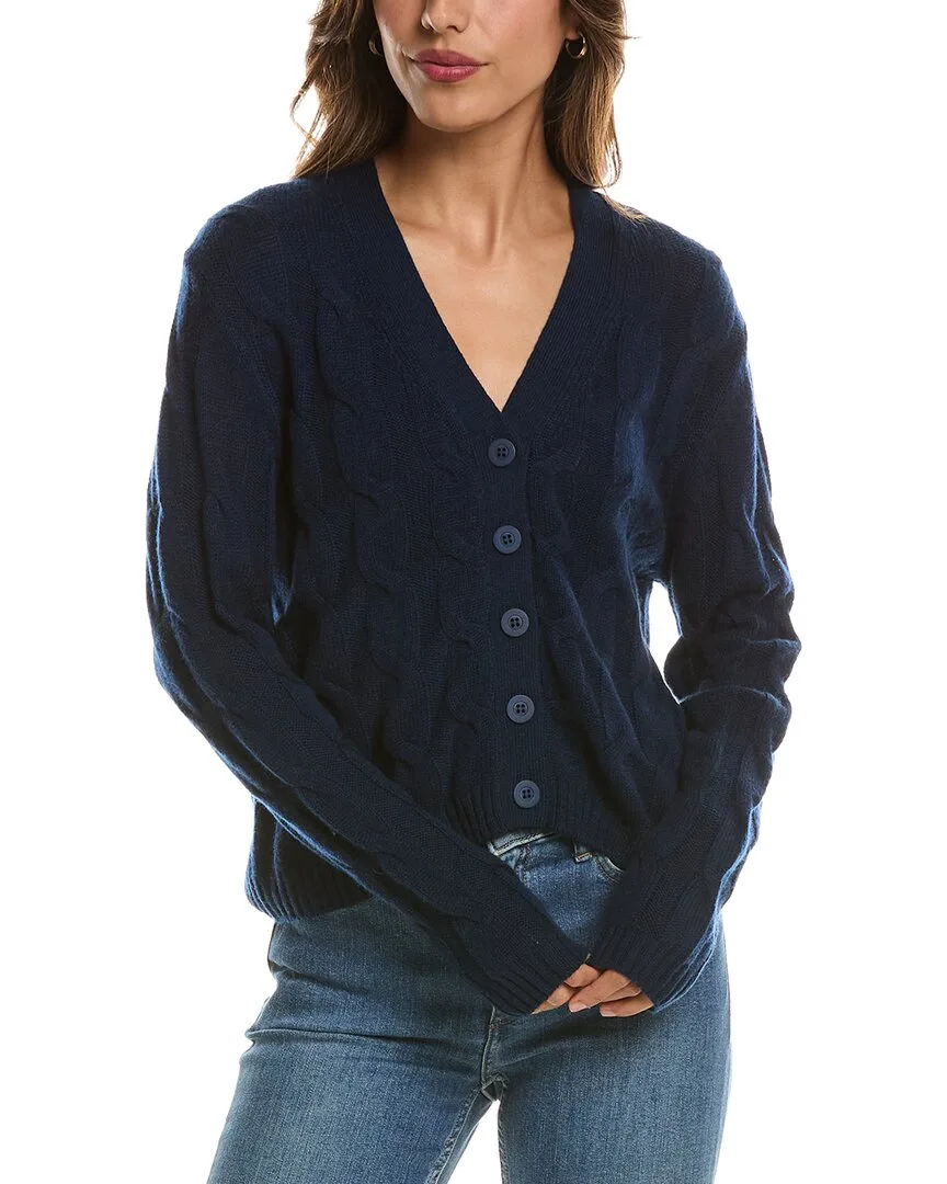 Cable V-Neck Wool & Cashmere-Blend Cardigan