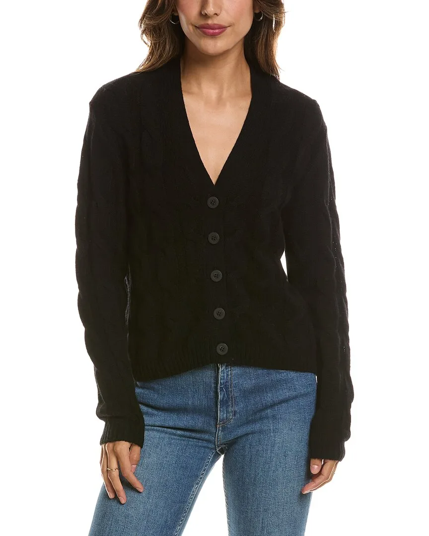 Cable V-Neck Wool & Cashmere-Blend Cardigan