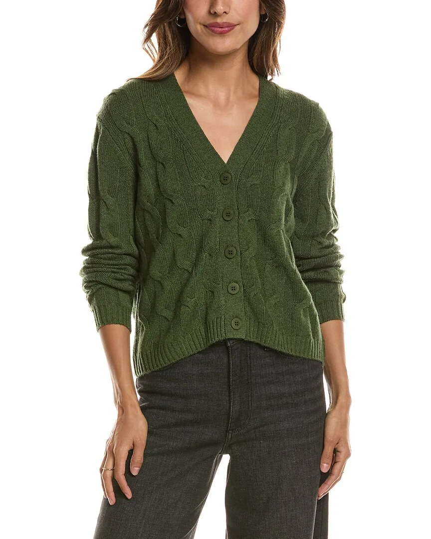 Cable V-Neck Wool & Cashmere-Blend Cardigan