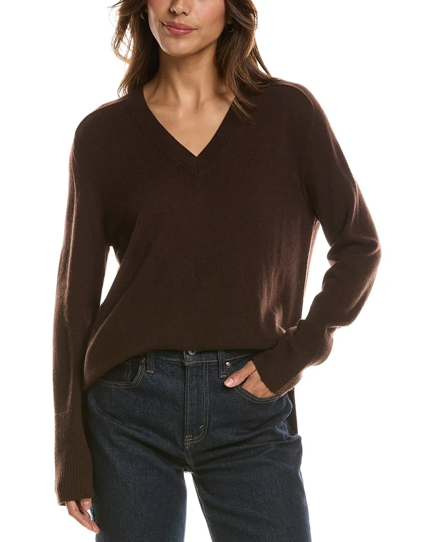 Hi Low Easy V-Neck 100% Cashmere Sweater