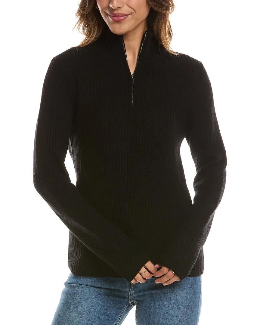 Zip Mock Neck 100% Cashmere Sweater by Forte Cashmere