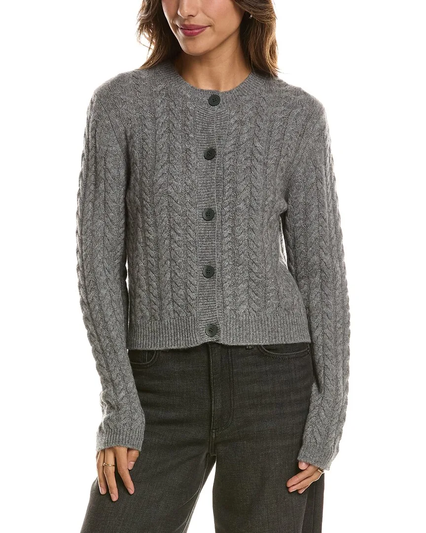 Cable Crewneck 100% Cashmere Cardigan by Forte Cashmere