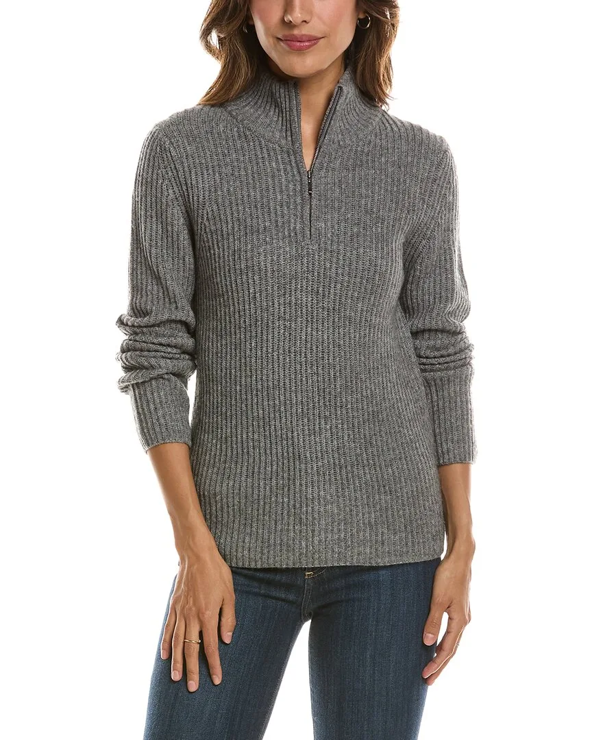Zip Mock Neck 100% Cashmere Sweater