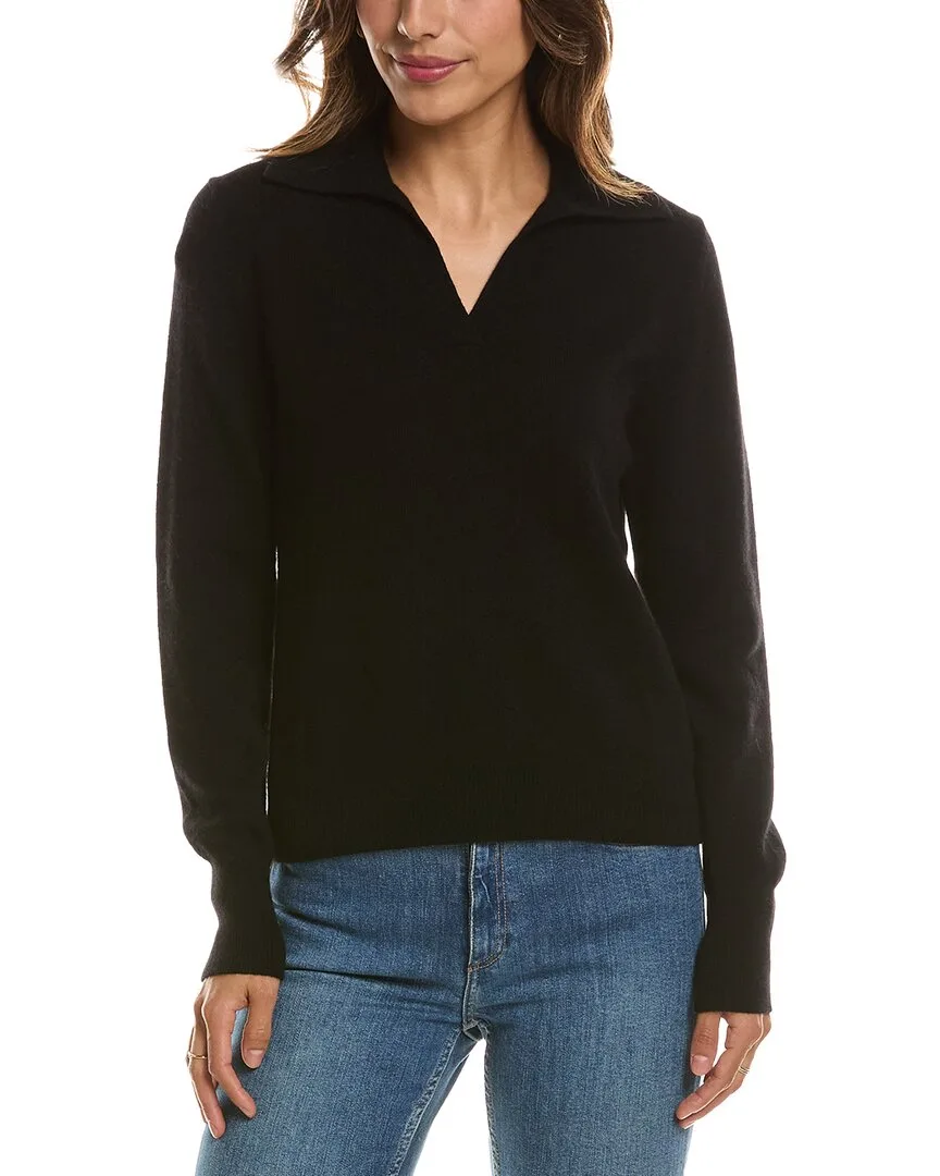 Split Neck 100% Cashmere Polo Sweater by Forte Cashmere