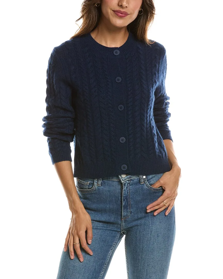 Cable Crewneck 100% Cashmere Cardigan