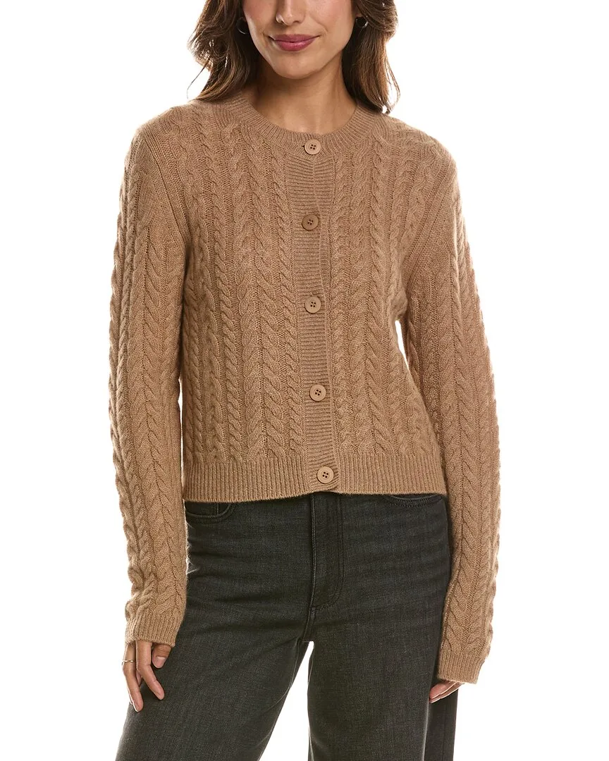 Cable Crewneck 100% Cashmere Cardigan