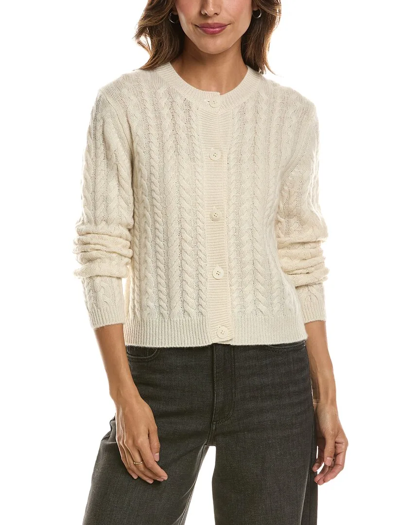 Cable Crewneck 100% Cashmere Cardigan