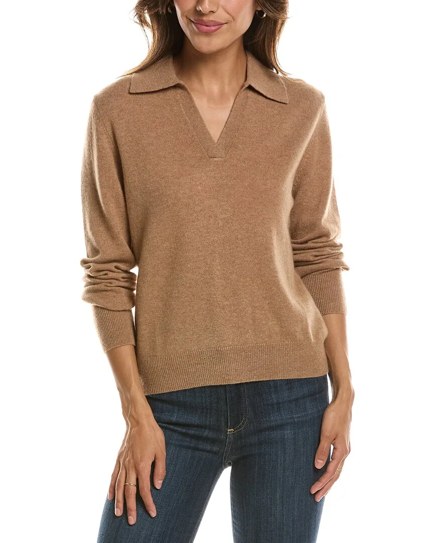 Split Neck 100% Cashmere Polo Sweater