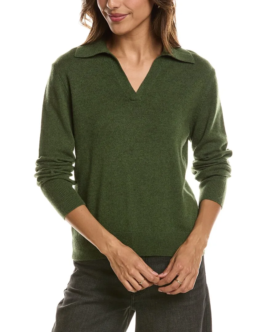 Split Neck 100% Cashmere Polo Sweater