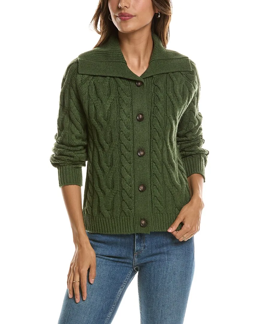 Luxe Cable Wool & Cashmere-Blend Cardigan by Forte Cashmere
