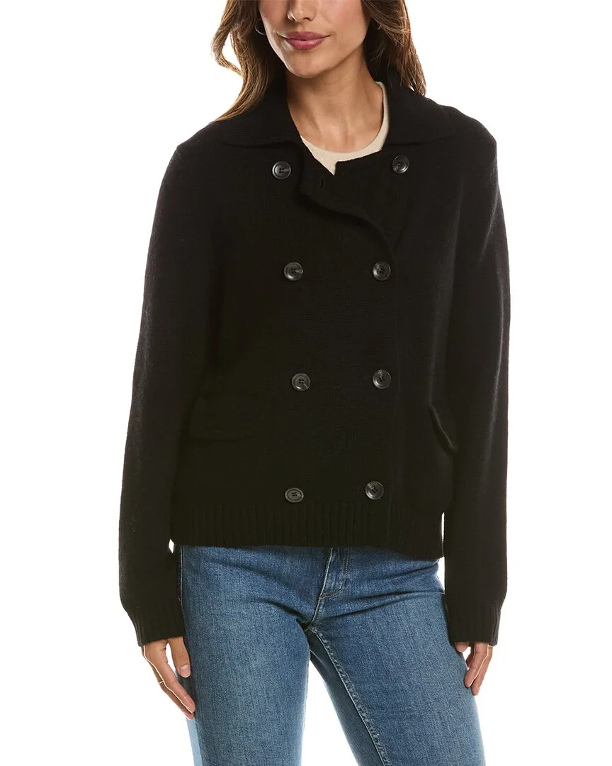 Double Breasted Wool & Cashmere-Blend Cardigan by Forte Cashmere