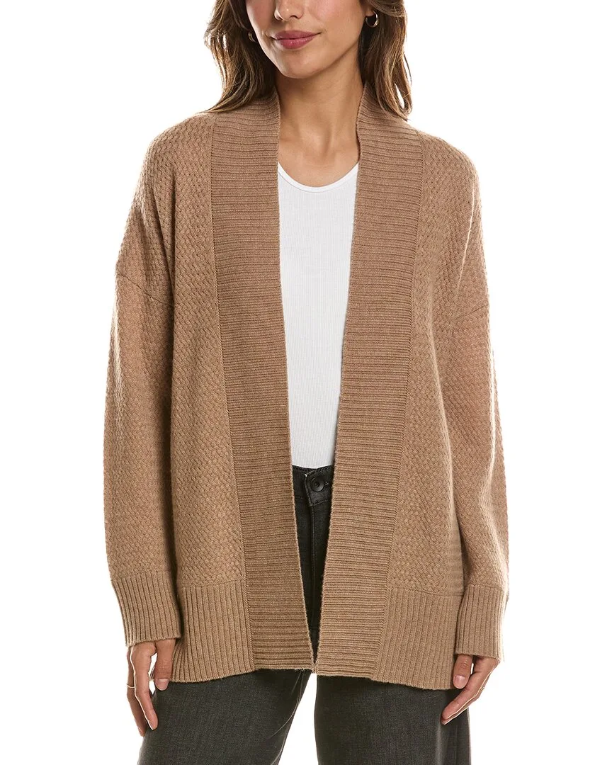 Textured 100% Cashmere Duster Cardigan