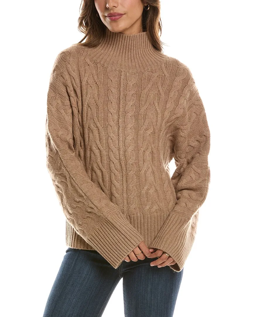 Luxe Cable Mock Neck 100% Cashmere Pullover