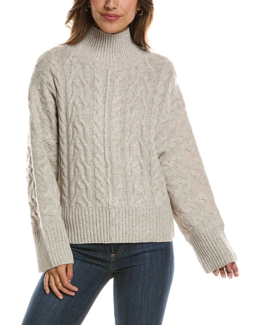 Luxe Cable Mock Neck 100% Cashmere Pullover