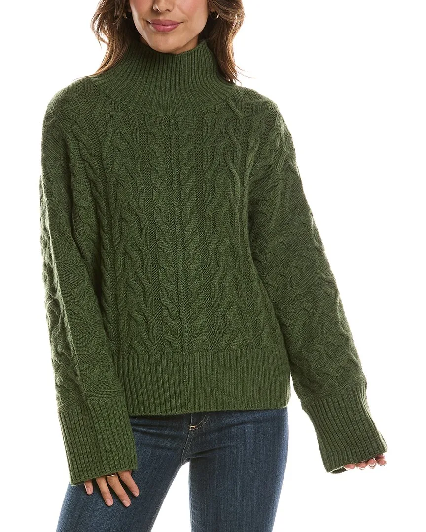 Luxe Cable Mock Neck 100% Cashmere Pullover
