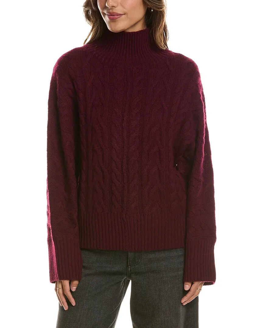 Luxe Cable Mock Neck 100% Cashmere Pullover