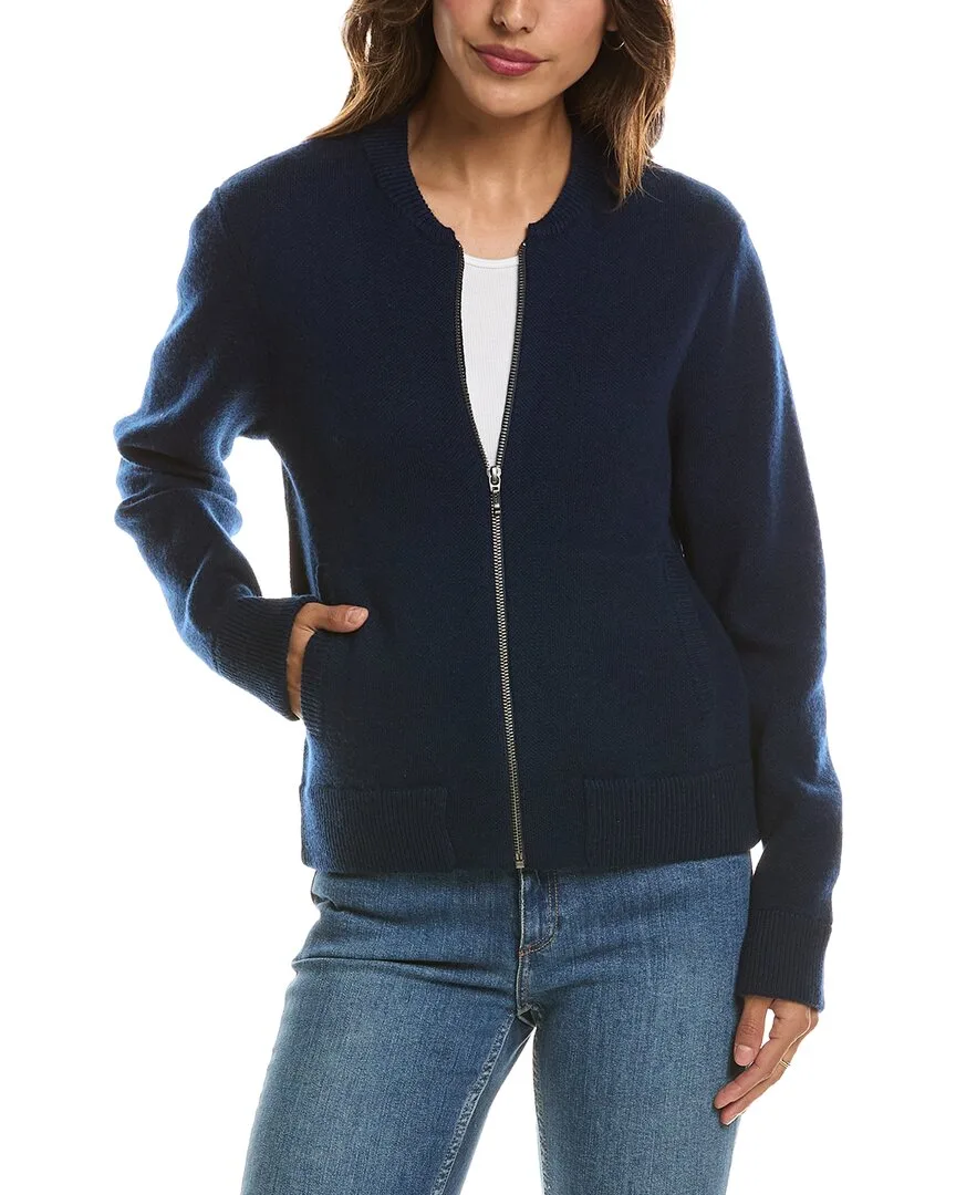 Zip 100% Cashmere Bomber Cardigan