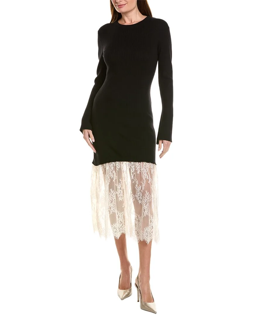 Sheer Lace Midi Sweaterdress