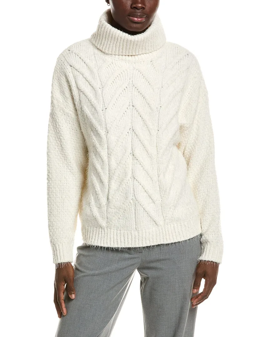 Turtleneck Cableknit Sweater by Halston