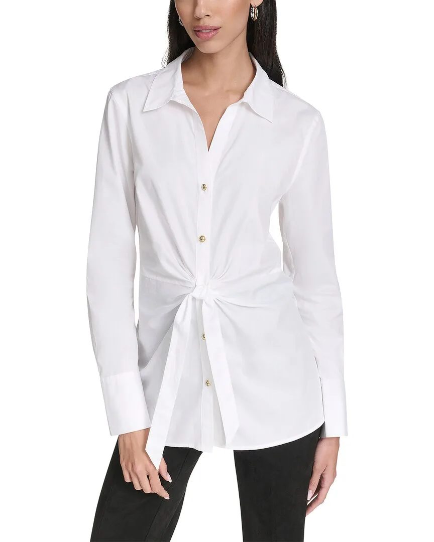 Tie Front Button Up by Halston
