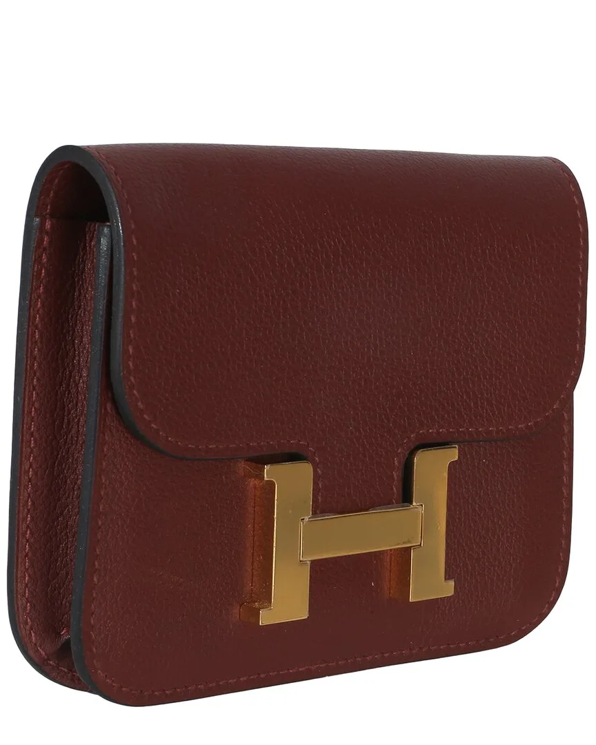 Red Evercolor Bicolore Constance Slim Wallet Ghw (authentic Pre-Loved) by Herms