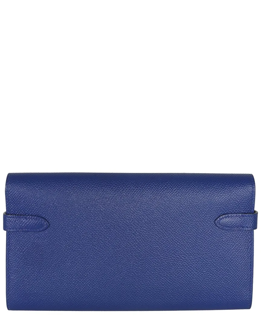 Blue Epsom Kelly Longue Wallet Ghw (authentic Pre-Loved) by Herms