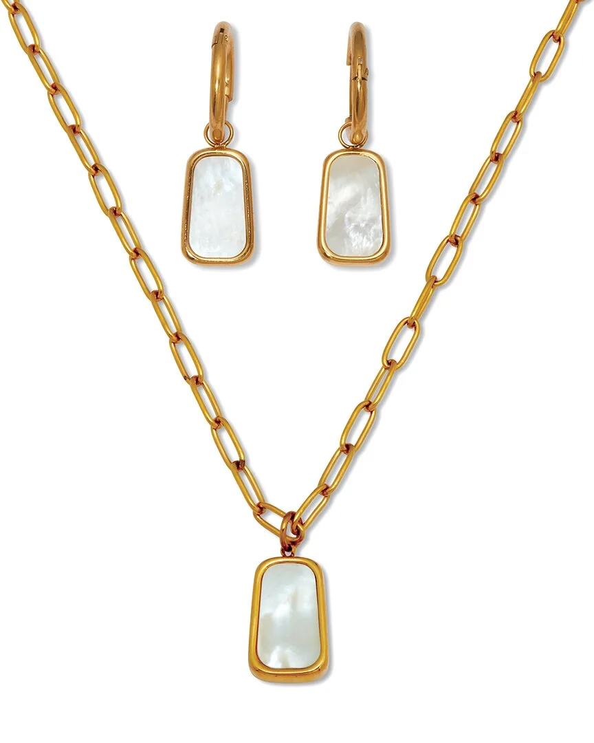Plated Stainless Steel Mother of Pearl Necklace by PalmBeach Jewelry