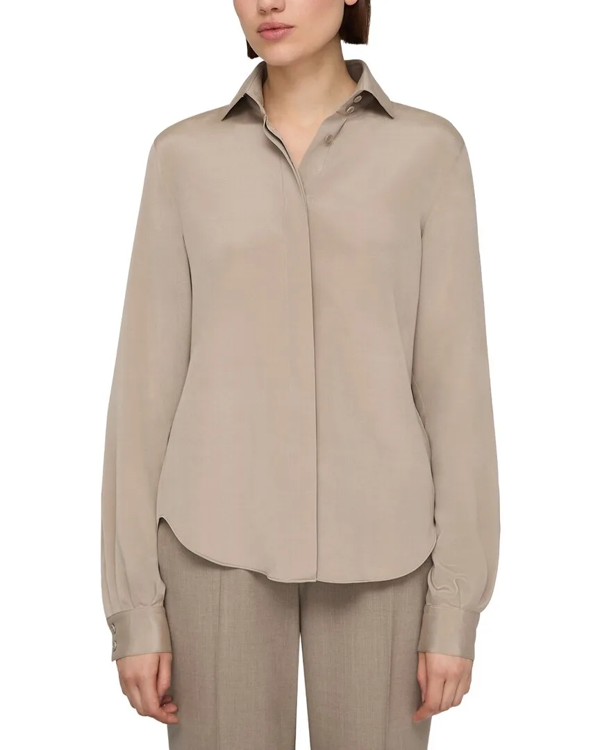 Hidden Button Silk-Blend Blouse by Lafayette 148 New York