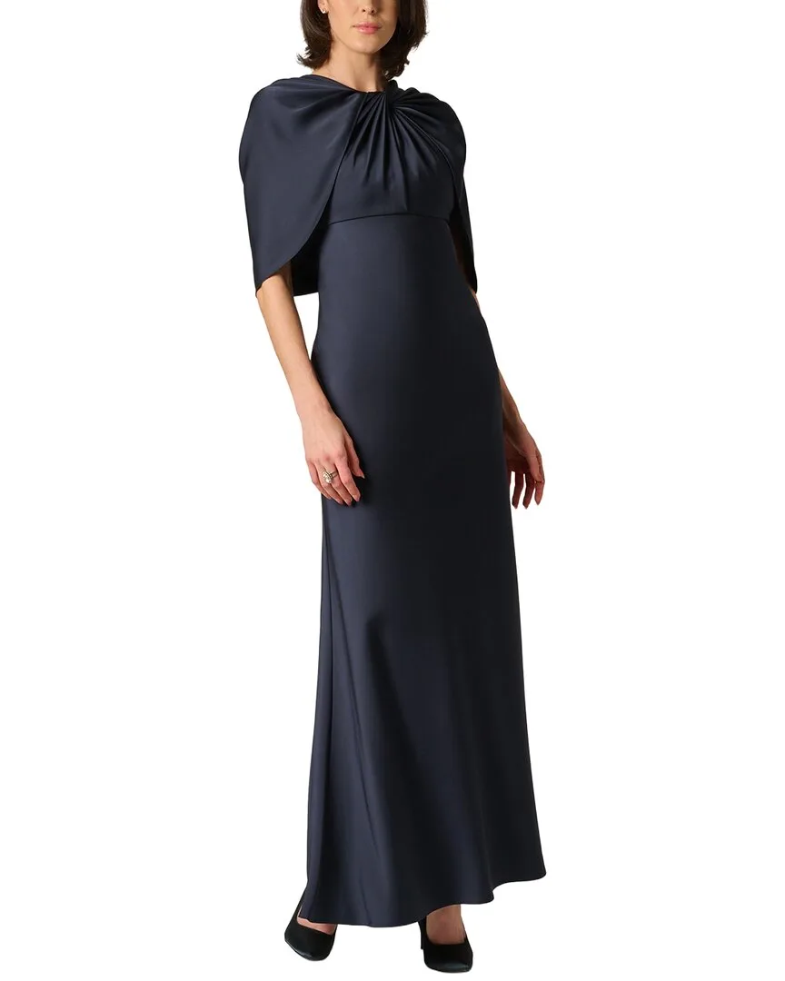 Satin Cape Sleeve Long Dress by Aidan Mattox