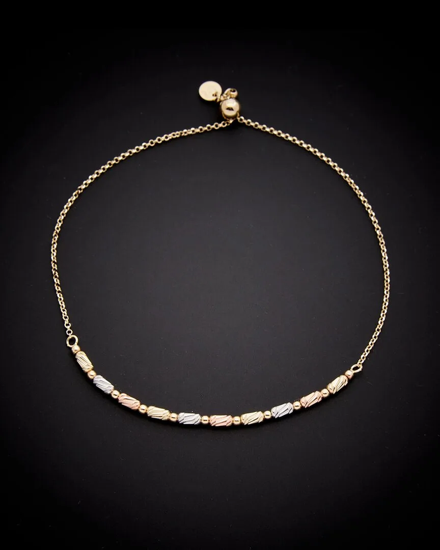 14K Tri-Tone Bolo Bracelet by Italian Gold