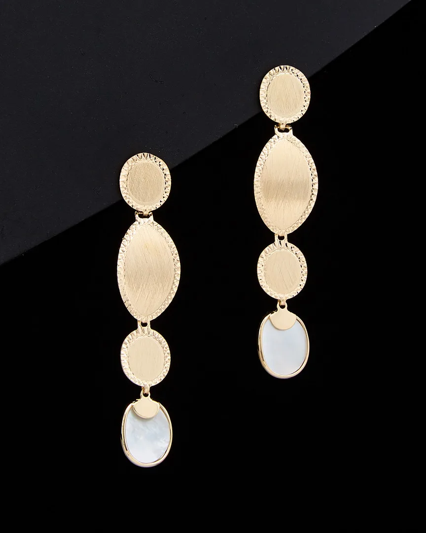 14K Mother-Of-Pearl Diamond Cut Drop Earrings by Italian Gold