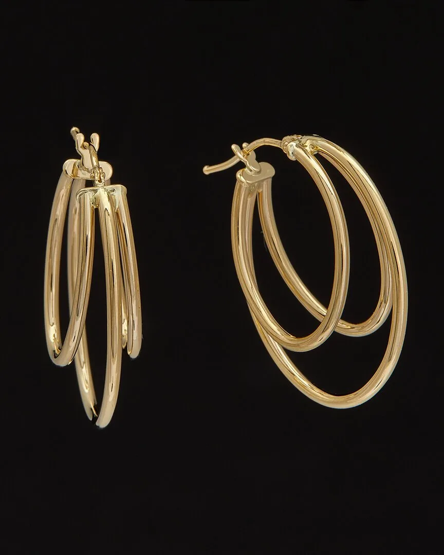 14K Graduated Triple Oval Hoops by Italian Gold