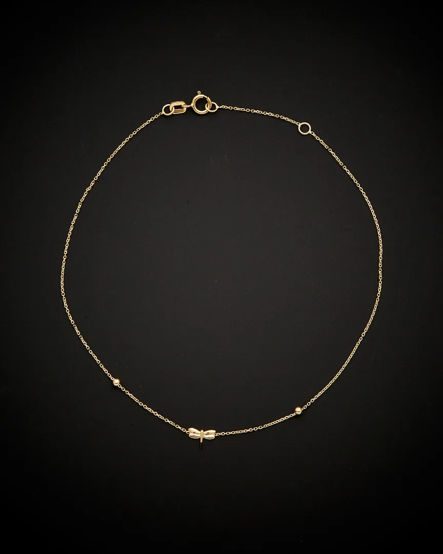 14K Dragonfly Adjustable Anklet by Italian Gold