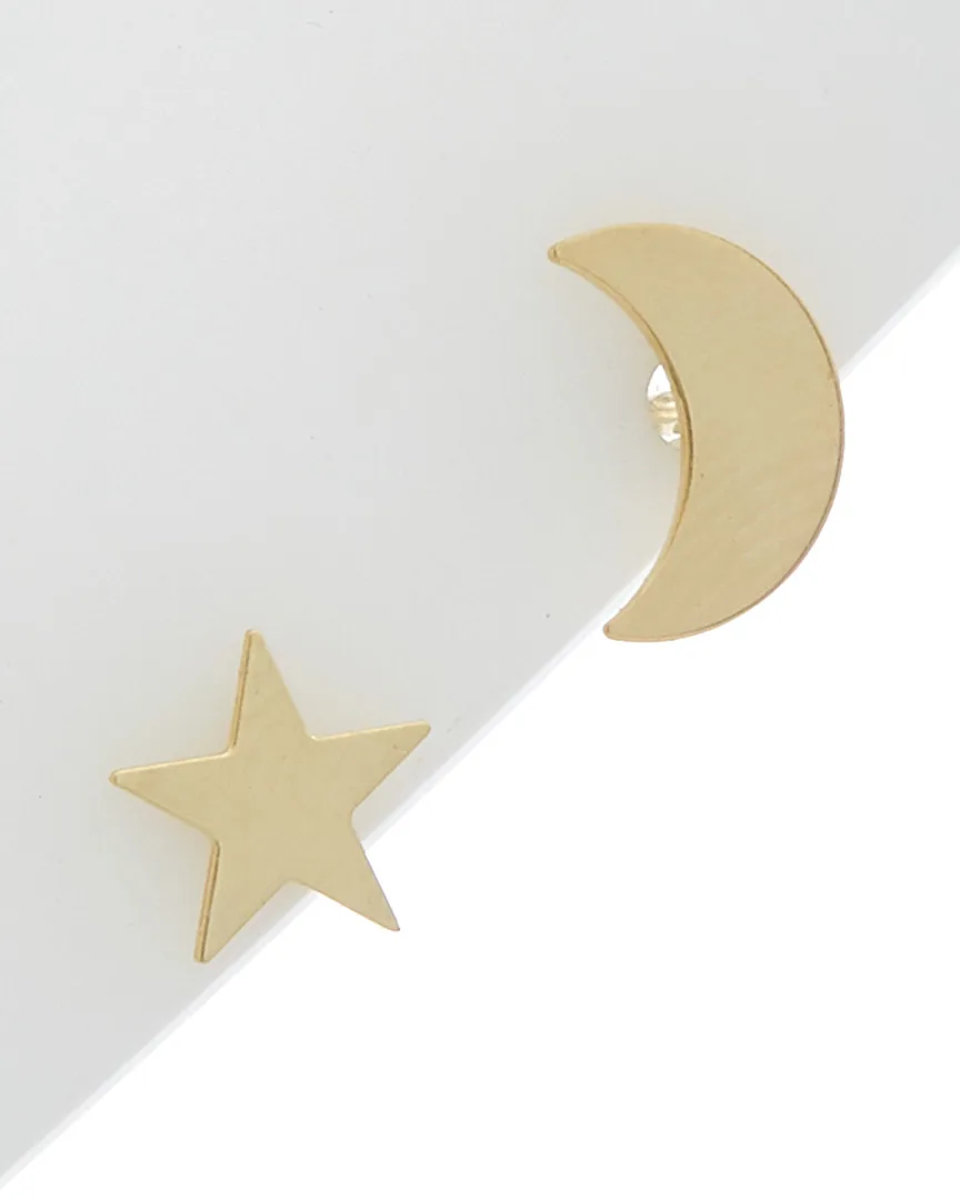 14K Moon and Star Mismatched Studs by Italian Gold