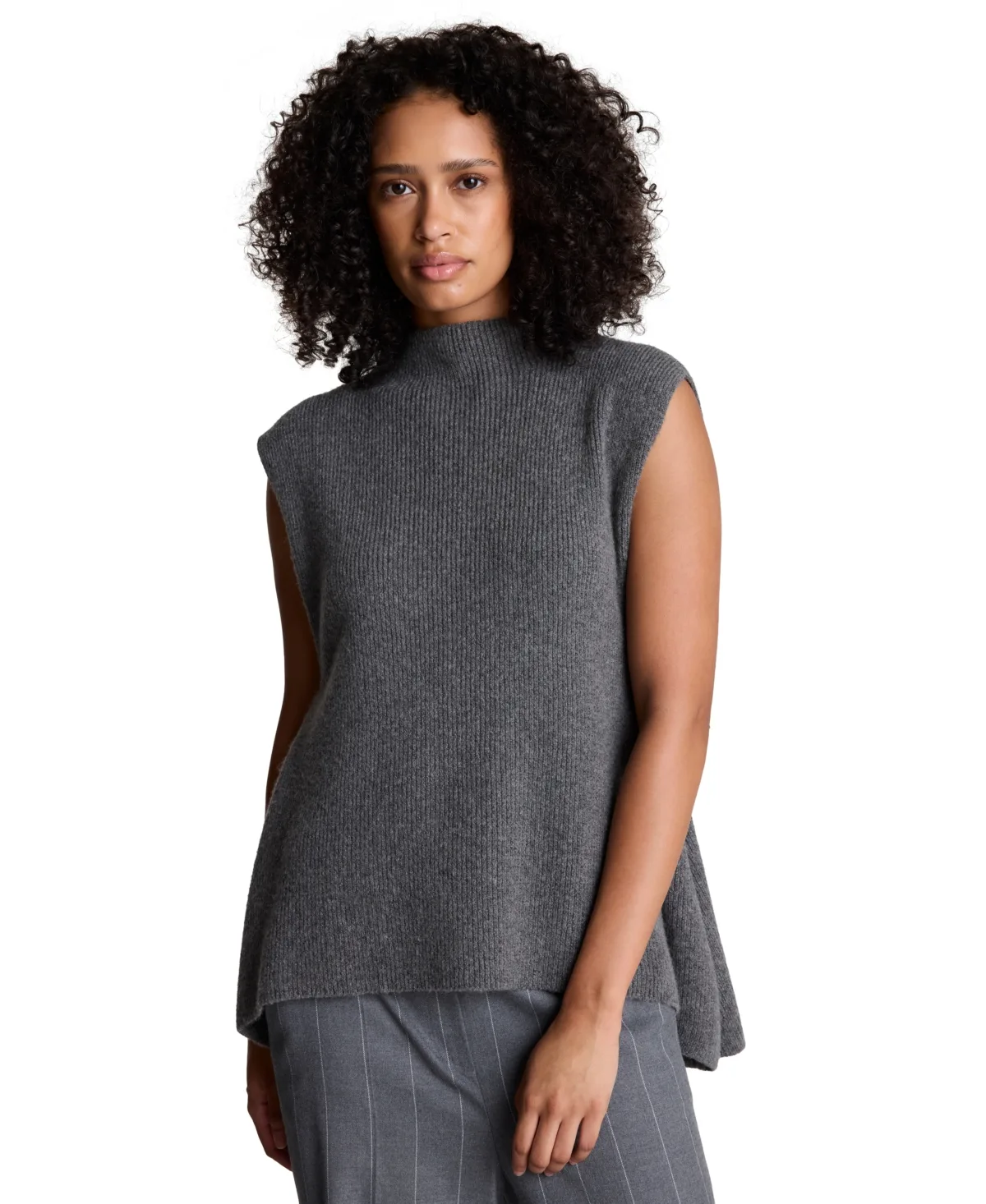 Side-Pleated Sleeveless Mock Neck Vest by Kenneth Cole