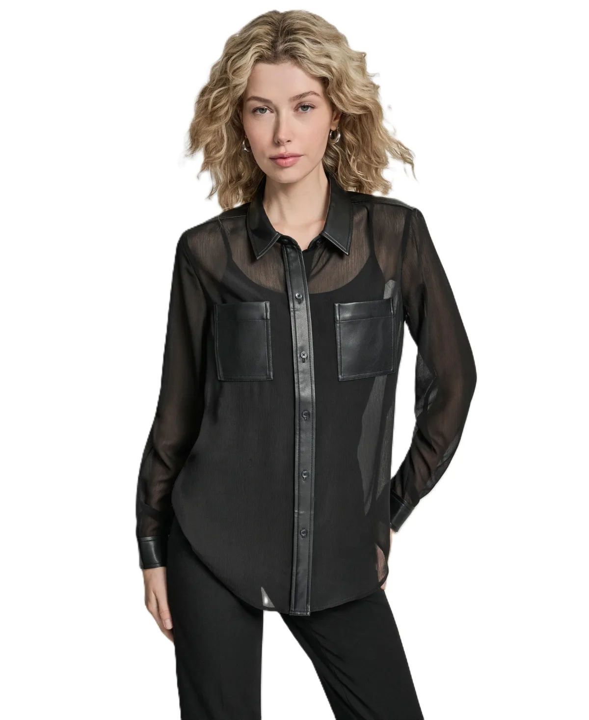 Sheer Long-Sleeve Blouse by DKNY