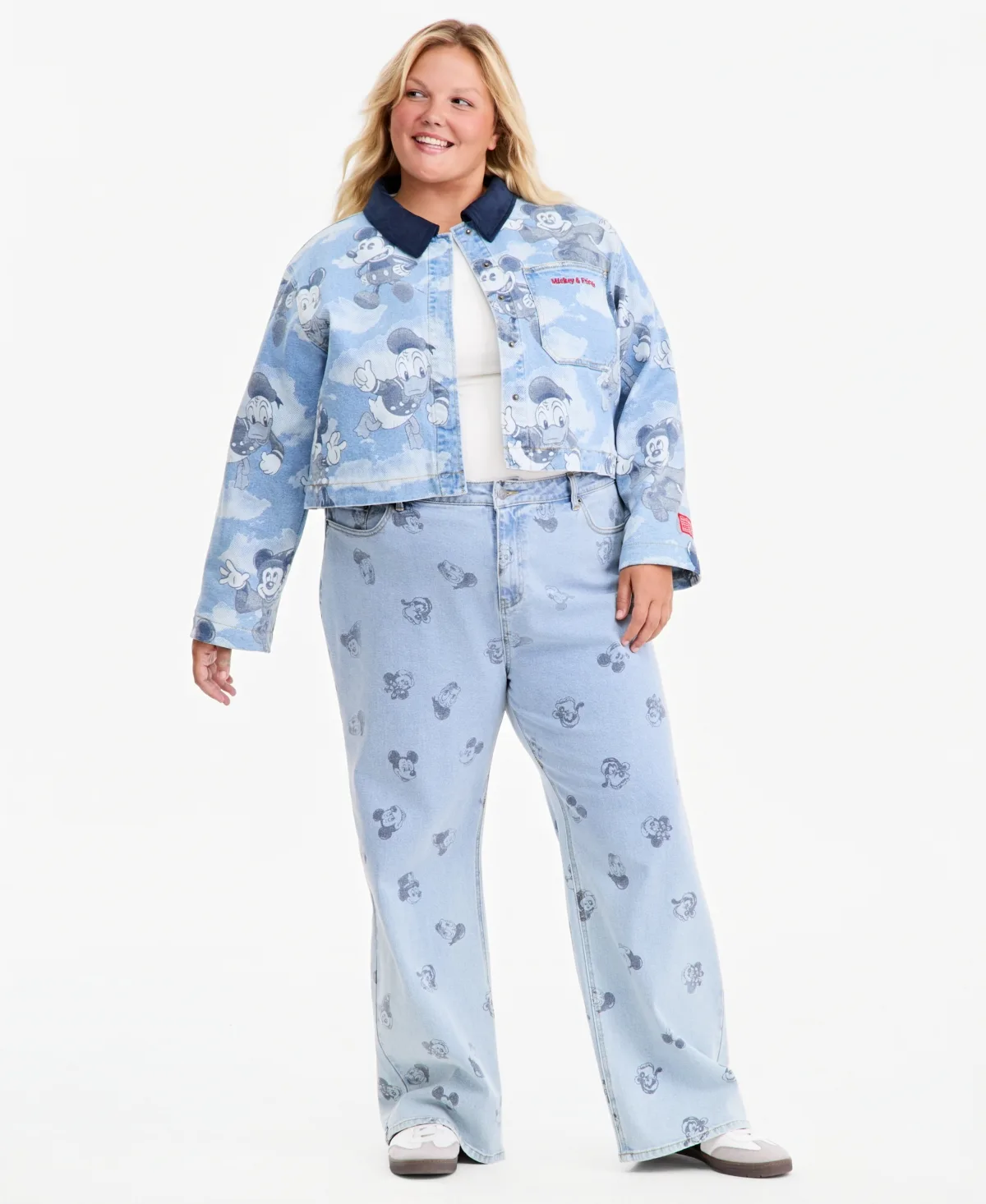 Mickey & Friends Printed Wide Leg Denim Jeans by Disney