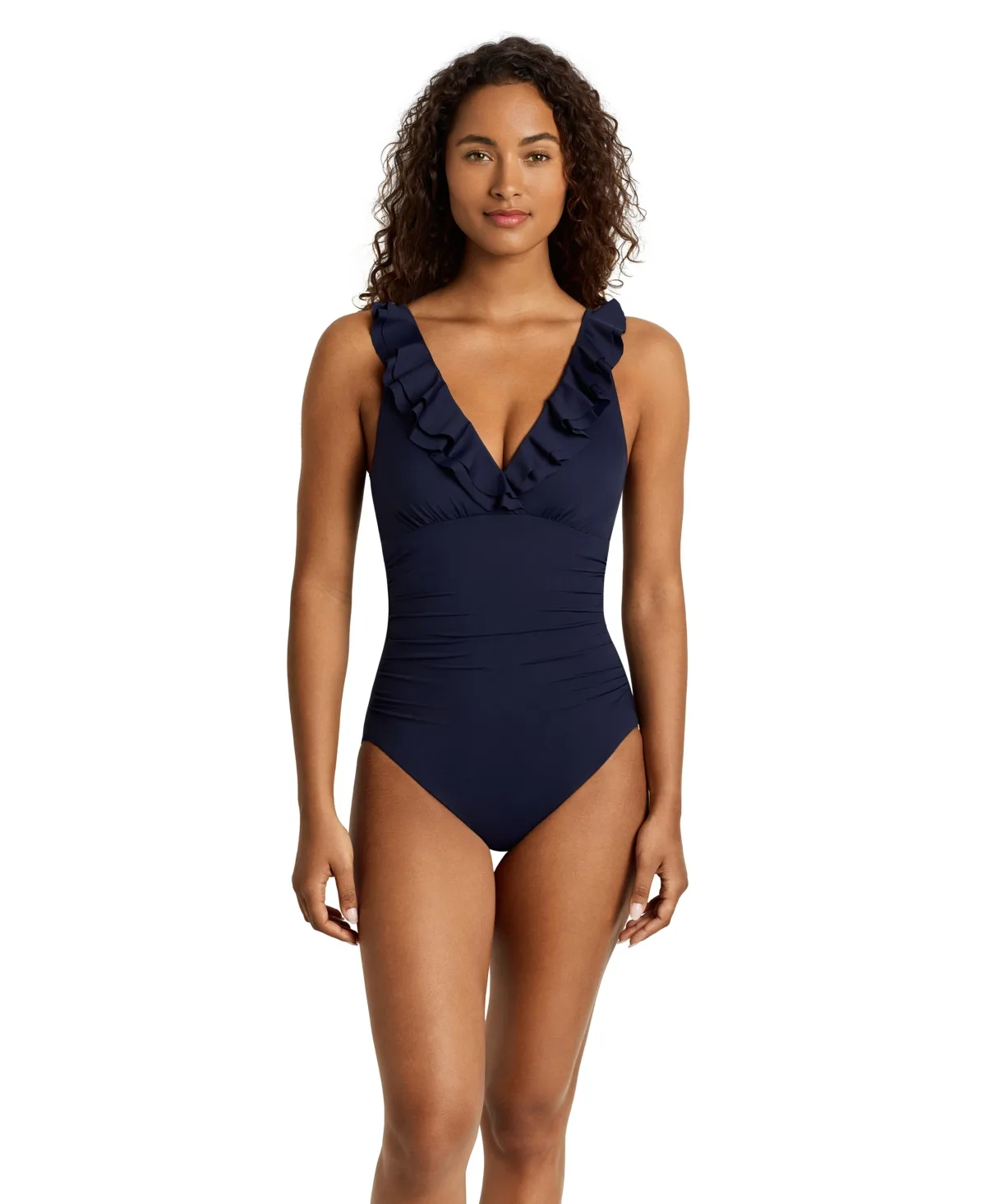 Beach Club Ruffle Surplice Underwire One-Piece Swimsuit by Ralph Lauren