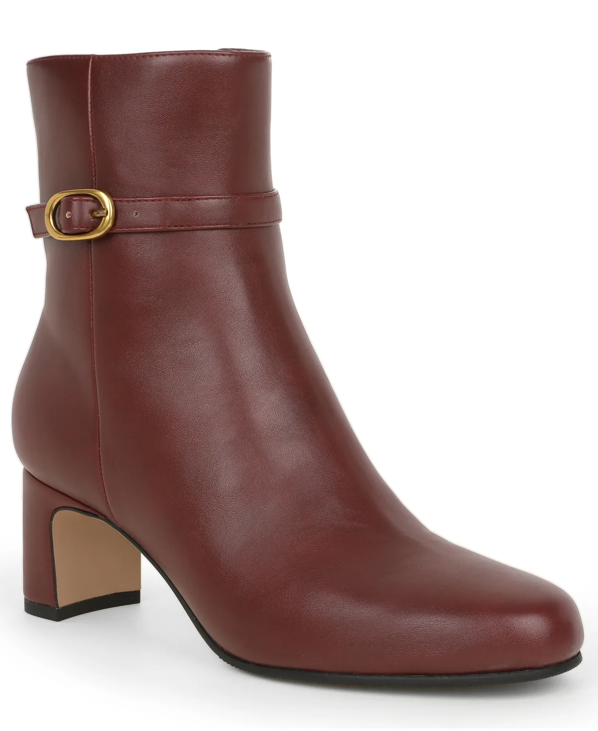 Faux Leather Block Heel Round Toe Ankle Booties by Giani Bernini