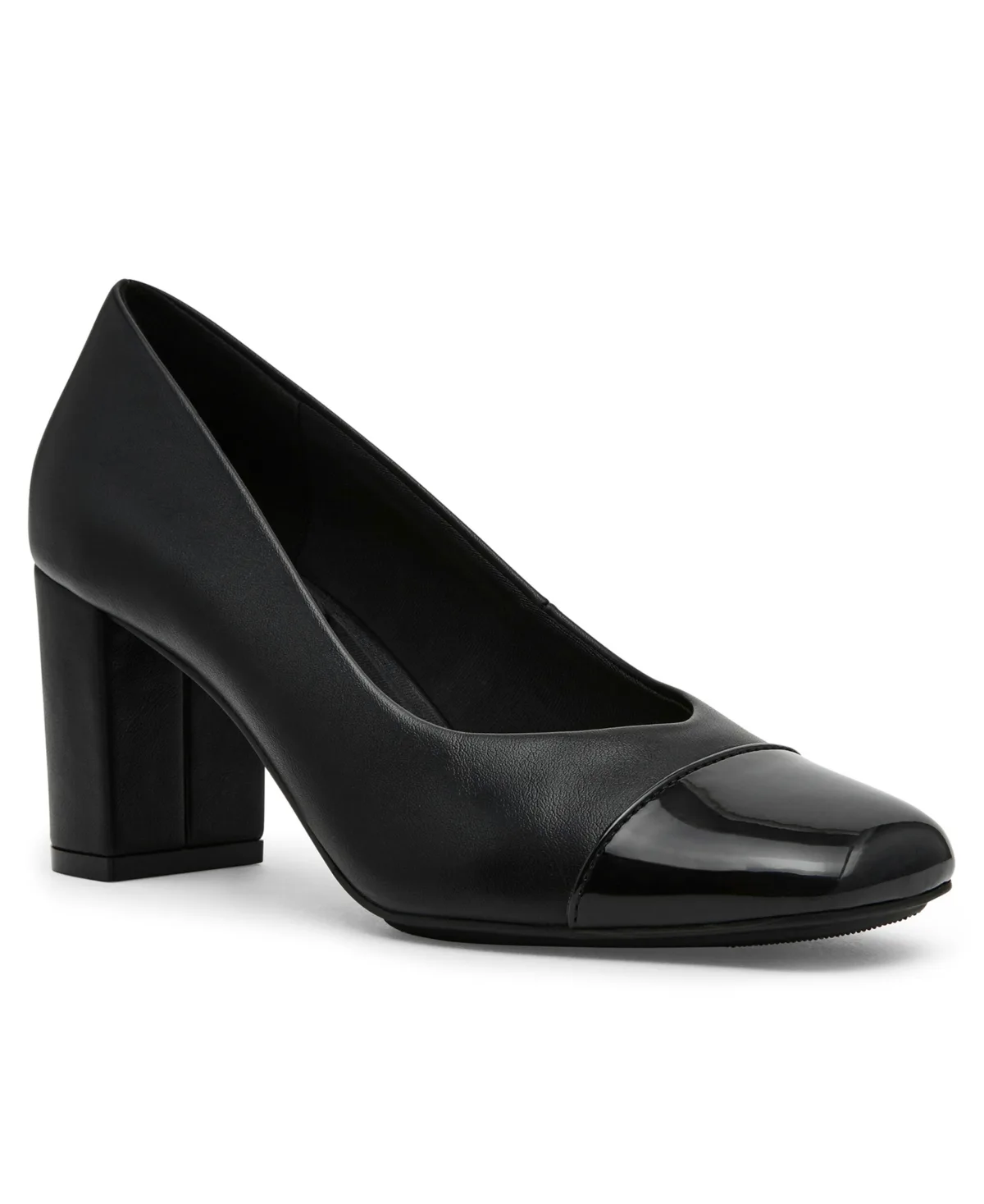 Louise Block Heel Faux Leather Pumps