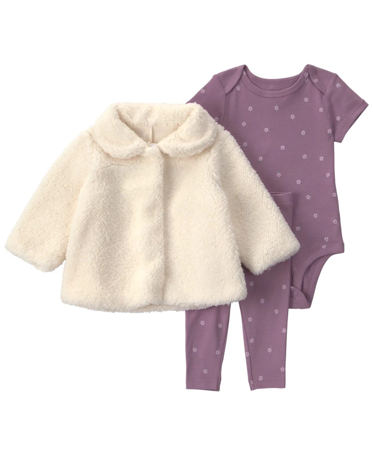 Sherpa Lap-Shoulder Jacket, Bodysuit and Leggings, 3-Piece Set by Carter's