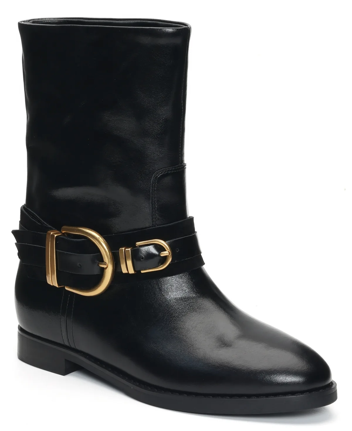 Nico Buckle Strap Boots - Black Leather by Kenneth Cole