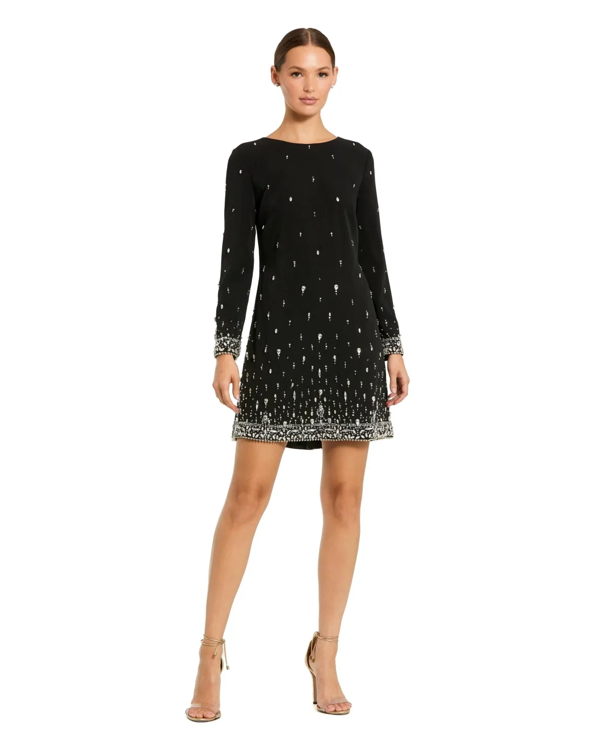 Mac Duggal Long-Sleeve Embellished Shift Dress by M.A.C.