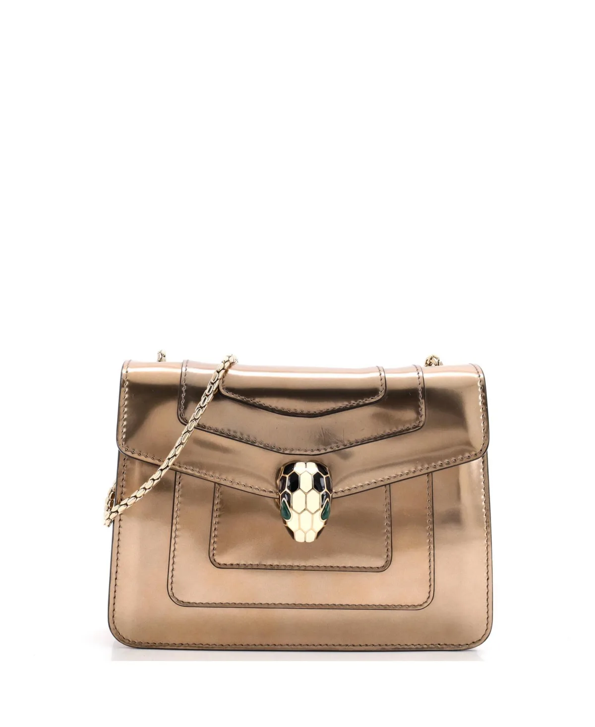 Pre-Owned Bvlgari Small Serpenti Forever Square Shoulder Bag Metallic Leather