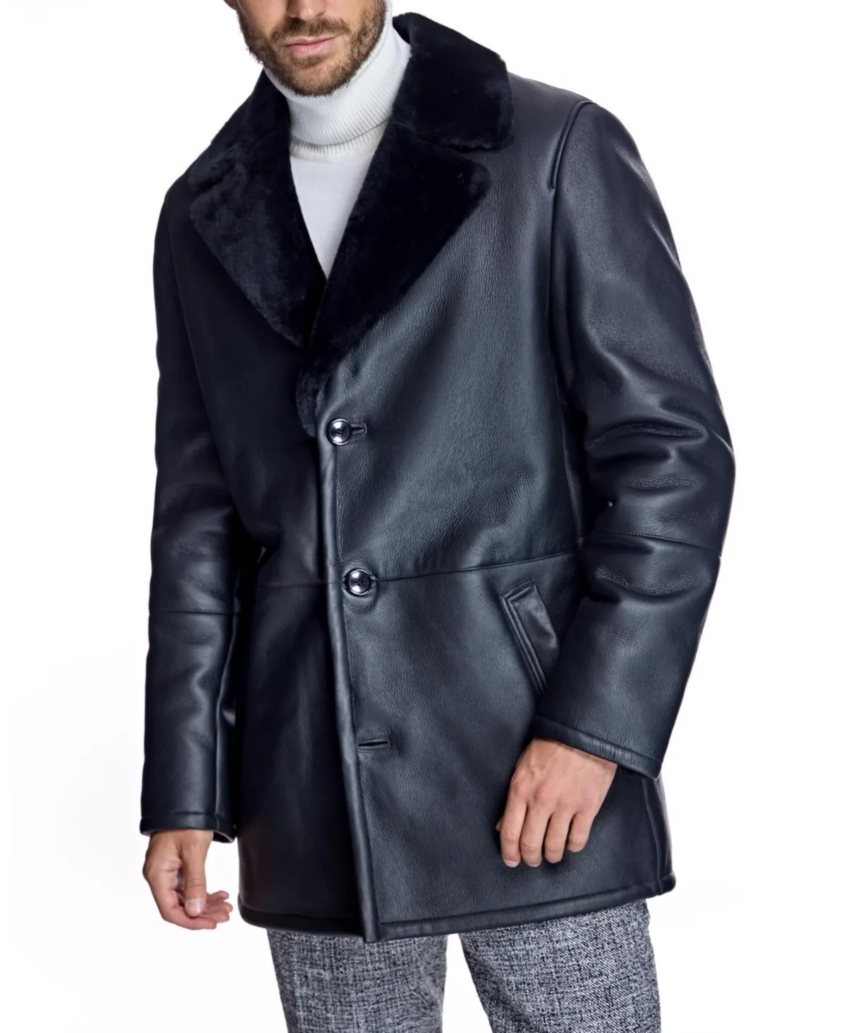Julia & Stella by Maximilian Unlined Shearling Notch-Collar Jacket by Julia & Stella by Maximilian
