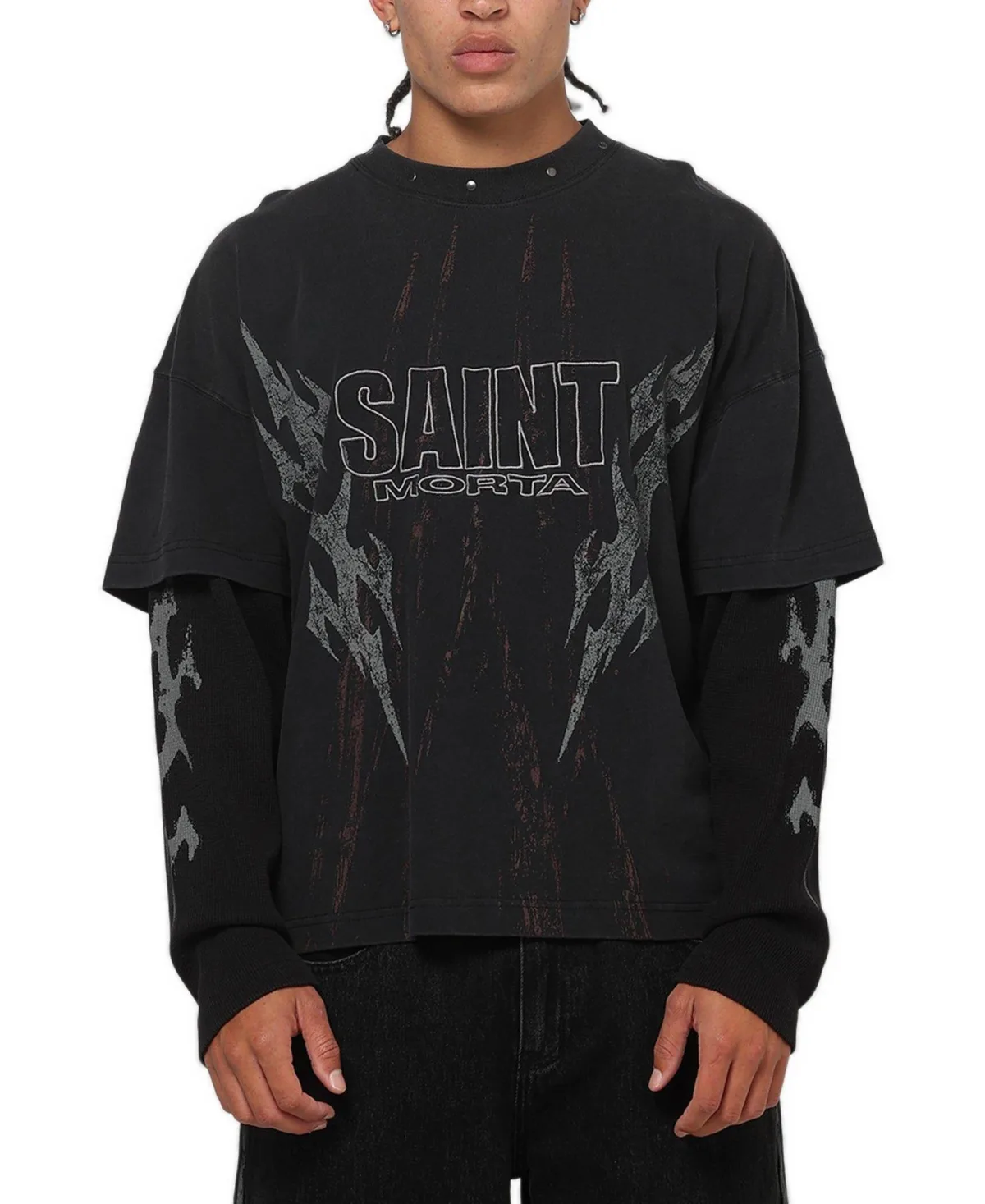 La Familia Oversized Graphic Long-Sleeve T-Shirt by Saint Morta