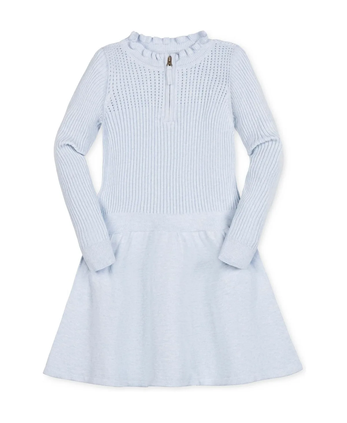 Organic Cotton Half-Zip Ruffle-Neck Sweater Dress by Hope & Henry